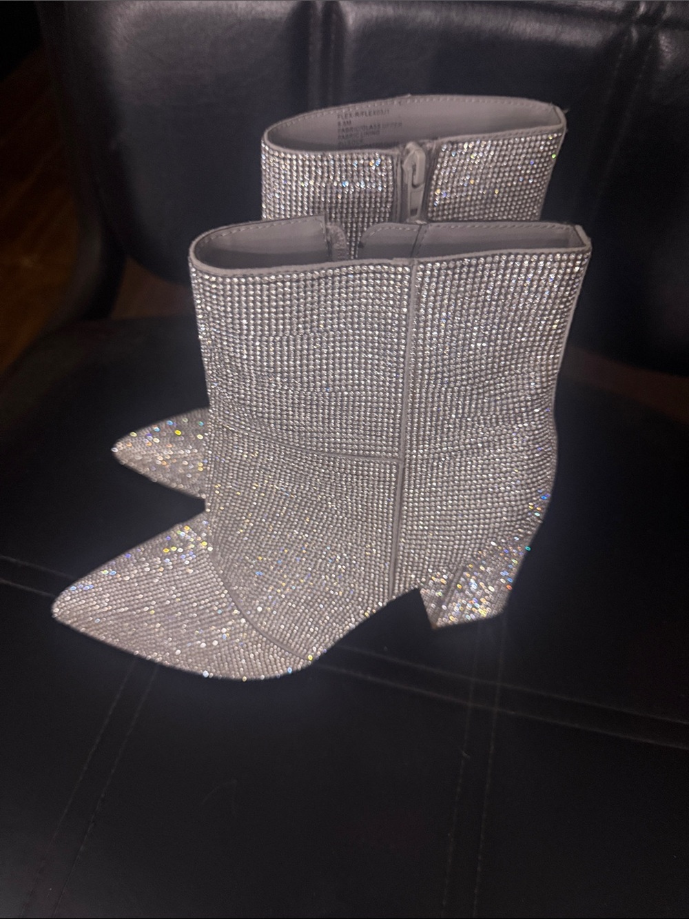 Madden Girl Silver Crystal Embellished Pointed Toe Ankle Boots